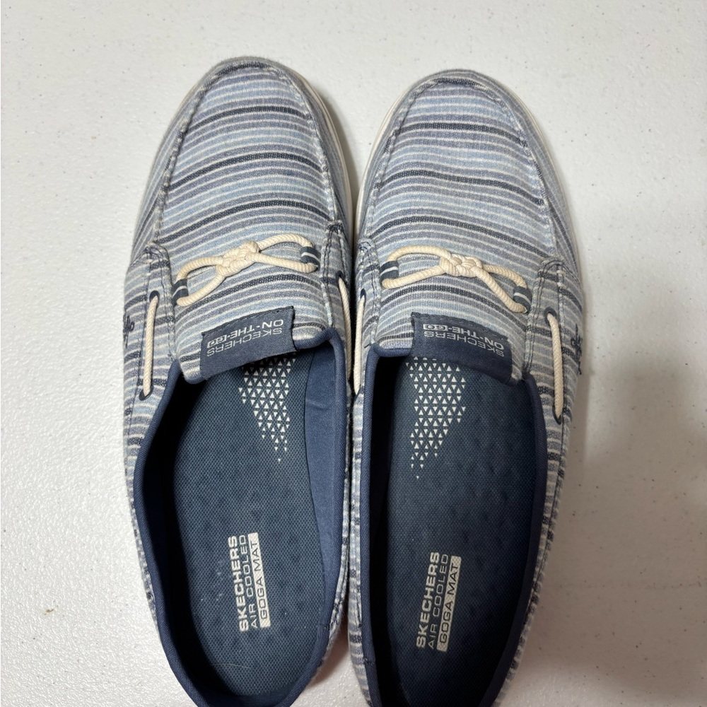 Skechers Navy Striped Boat Shoes